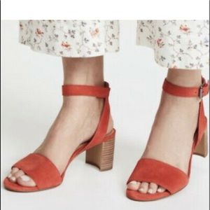 Madewell Claudia blocked heel sandal red suede